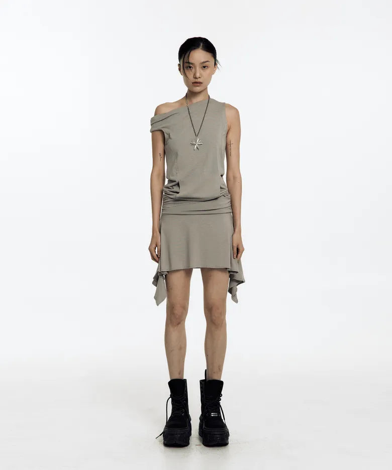 Asymmetric Stud Onepiece (Warm Gray)
