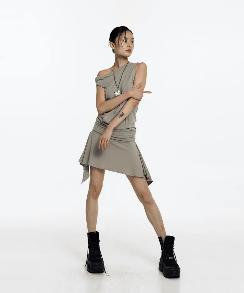 Asymmetric Stud Onepiece (Warm Gray)
