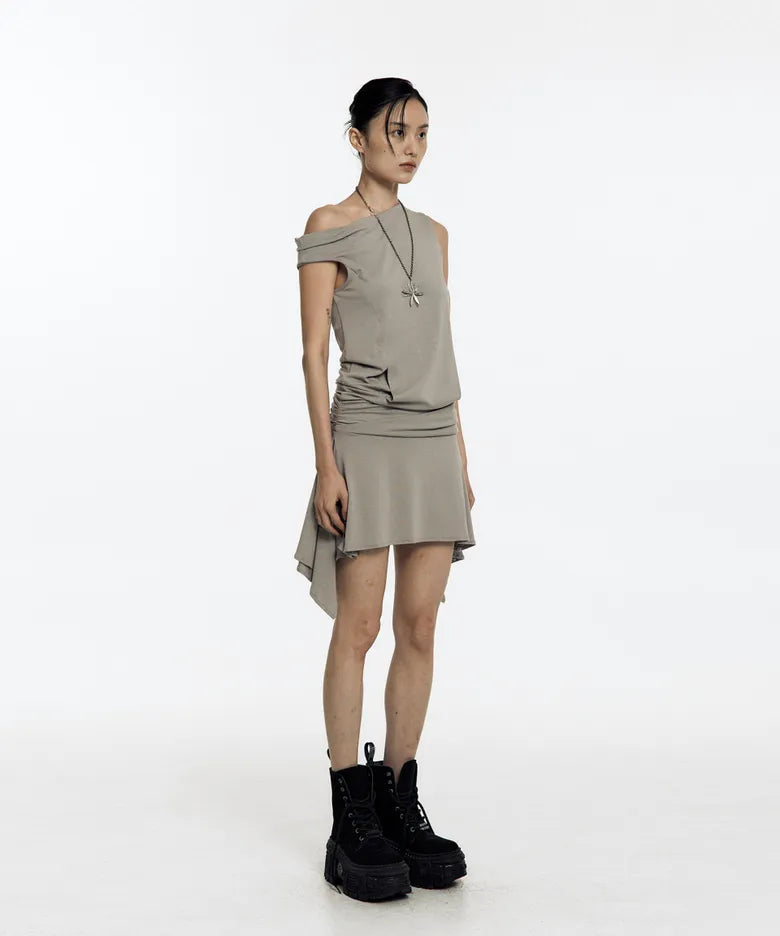 Asymmetric Stud Onepiece (Warm Gray)