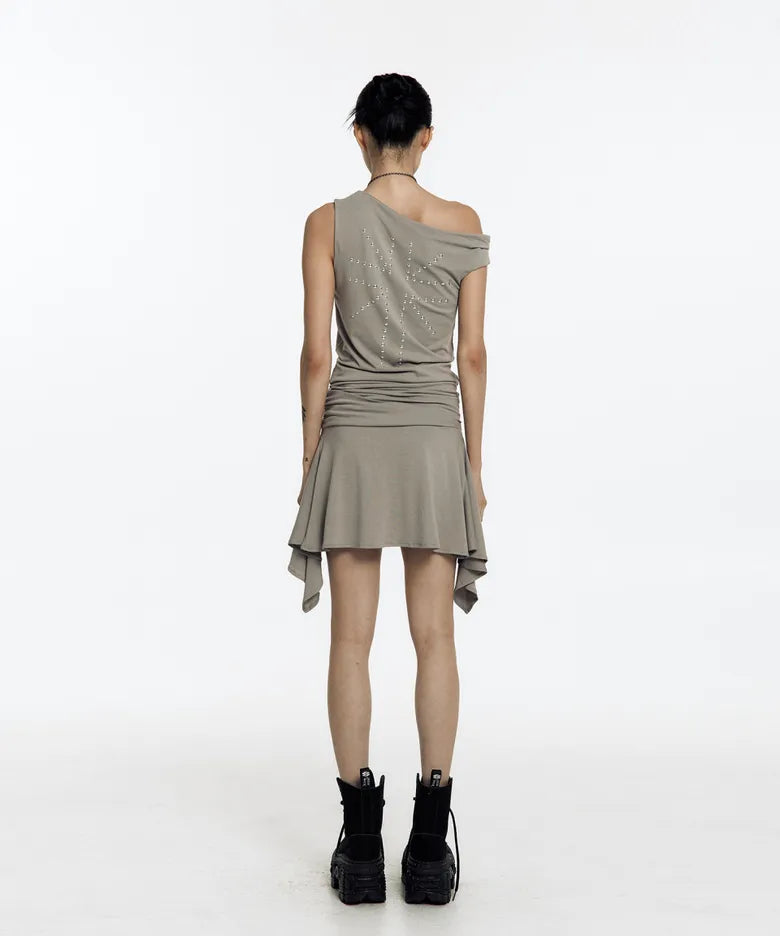 Asymmetric Stud Onepiece (Warm Gray)