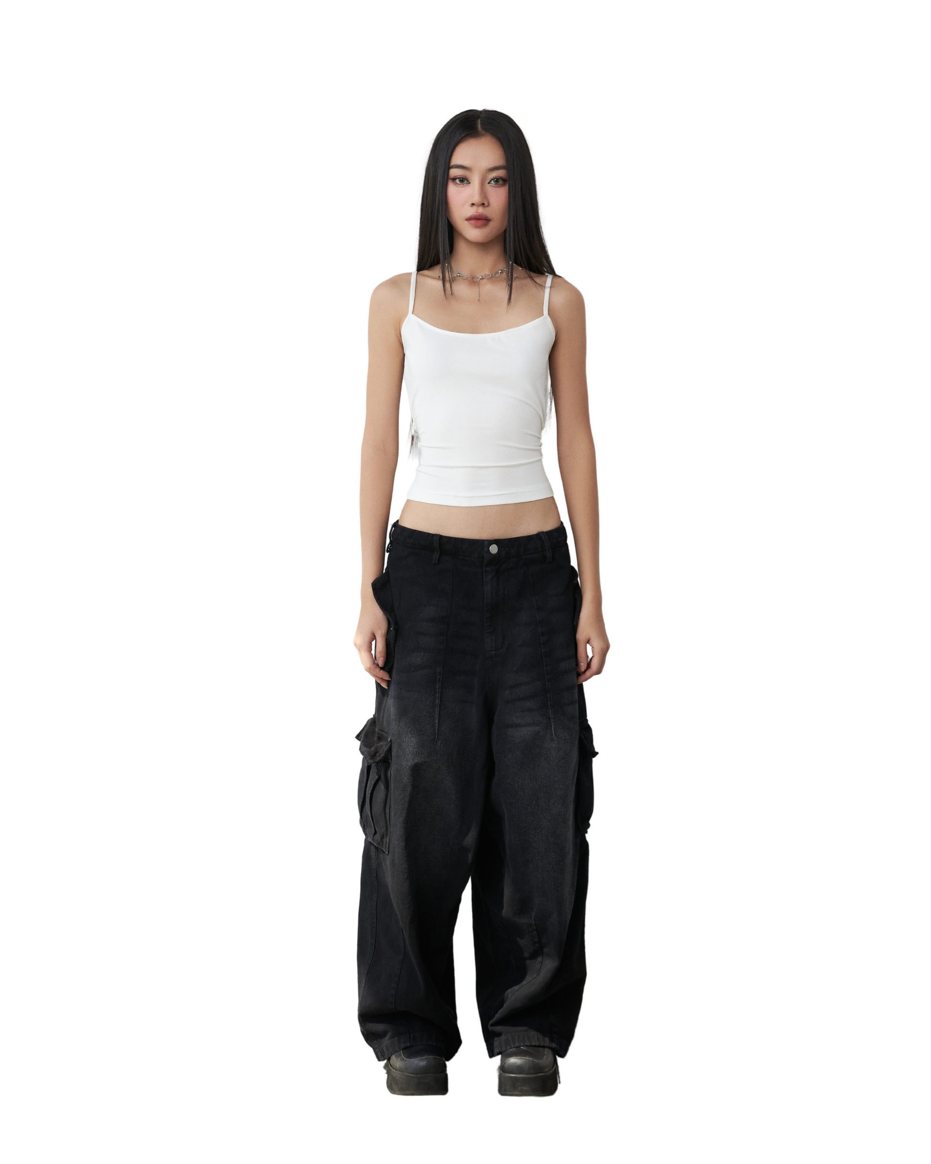 Balloon Pants In Denim Washed - Black