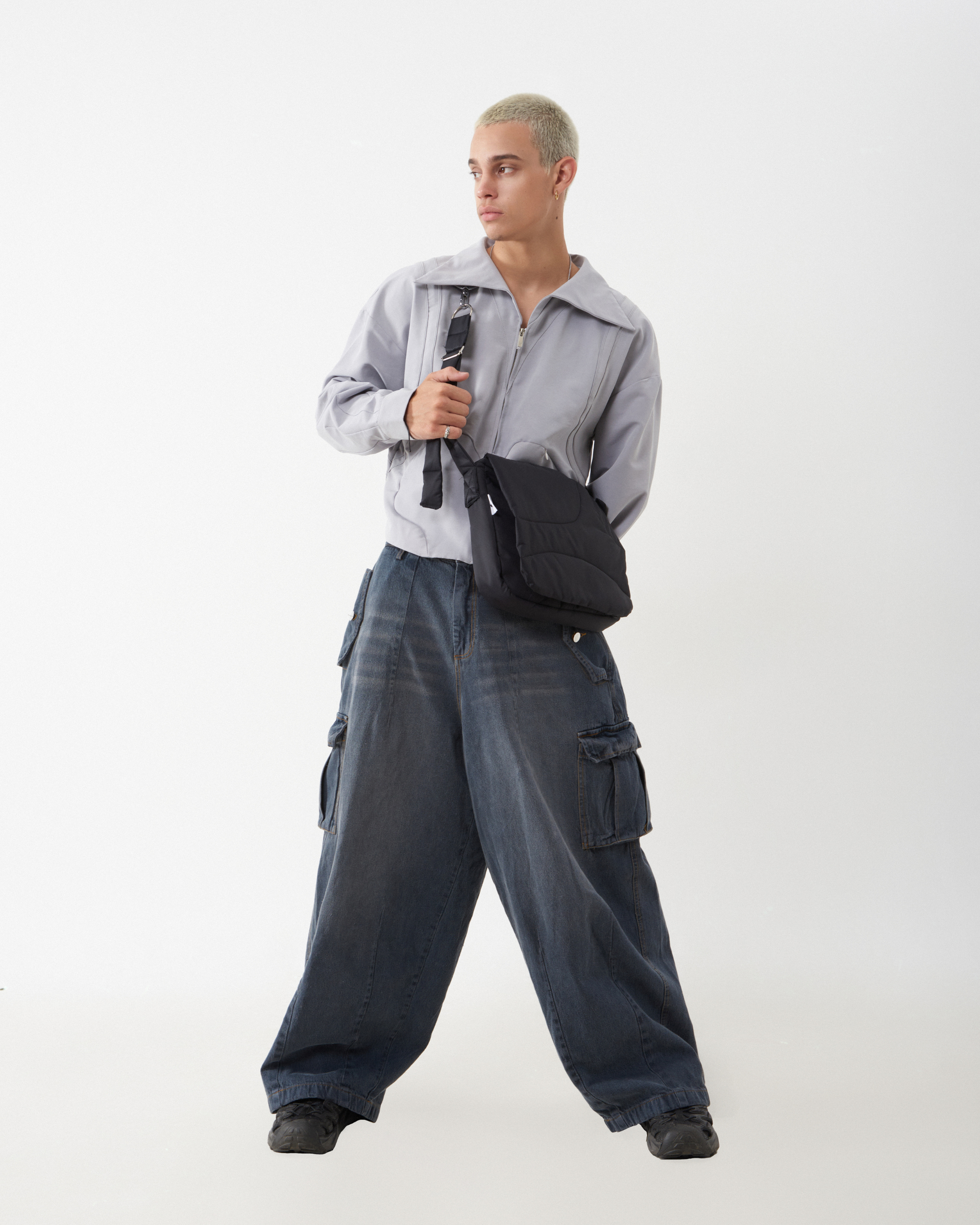 Balloon Pants in Washed Denim - Grey