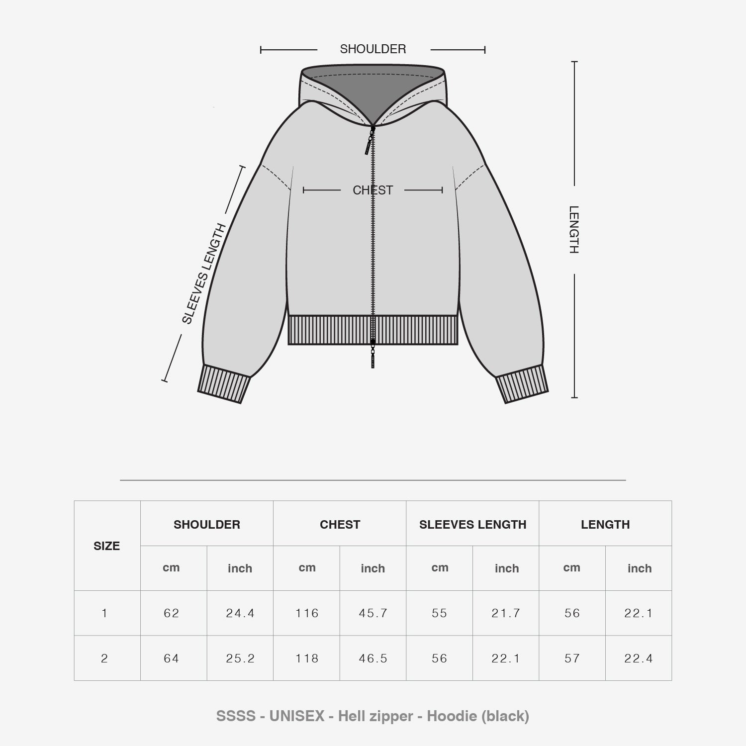 Hell Zipper Hoodie (Black)
