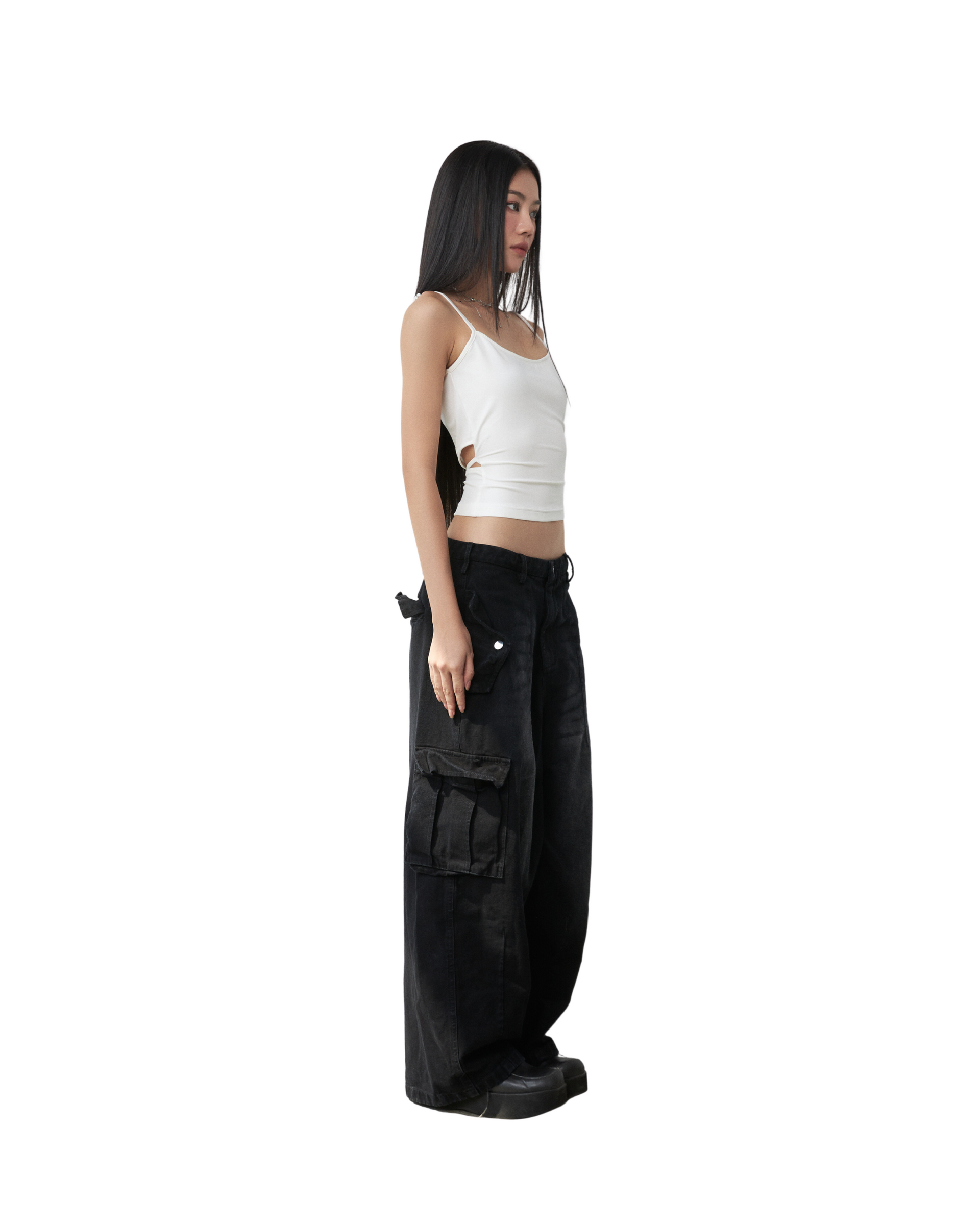 Balloon Pants In Denim Washed - Black