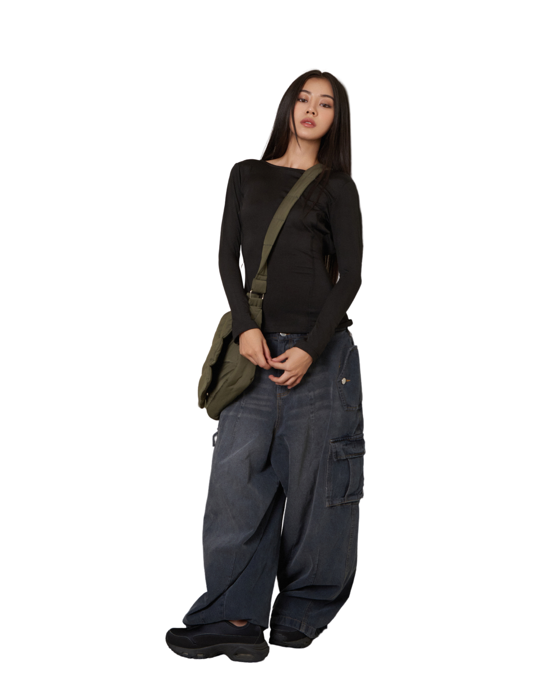 Balloon Pants in Washed Denim - Grey
