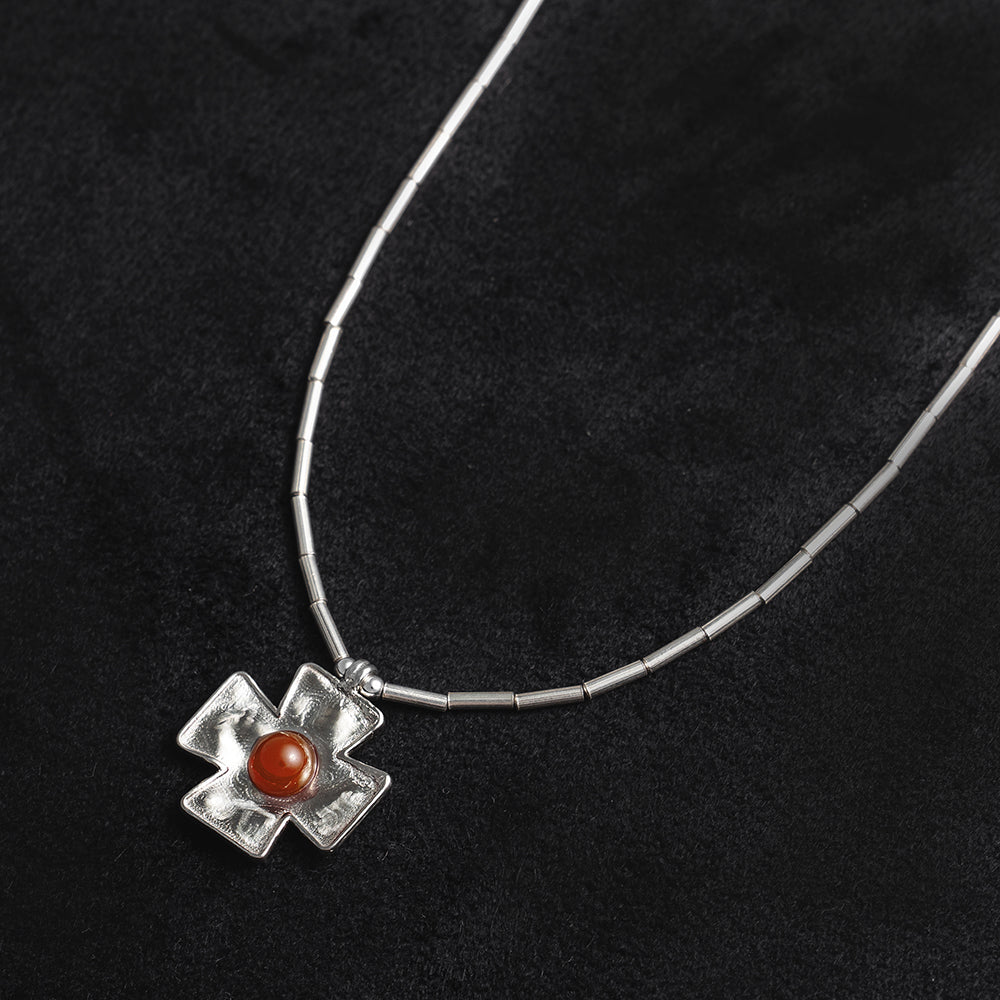Red Cross Silver Necklace