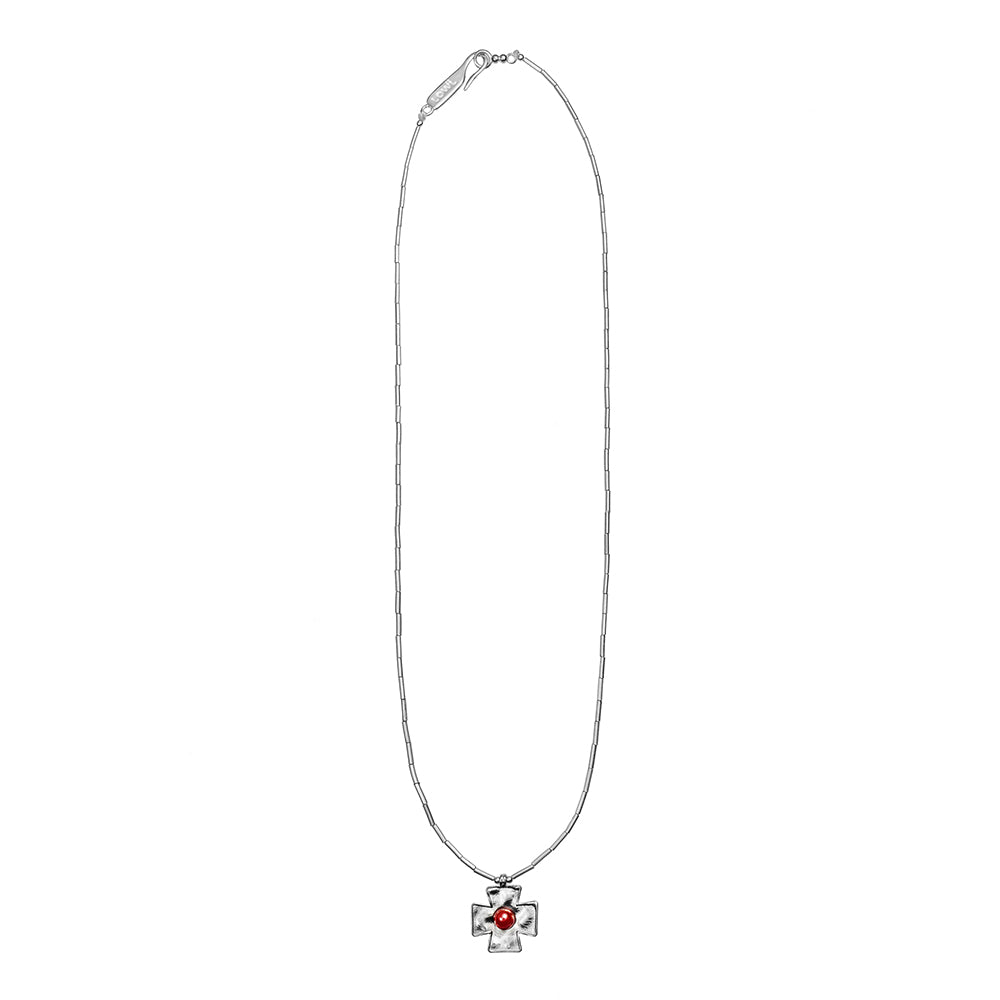 Red Cross Silver Necklace