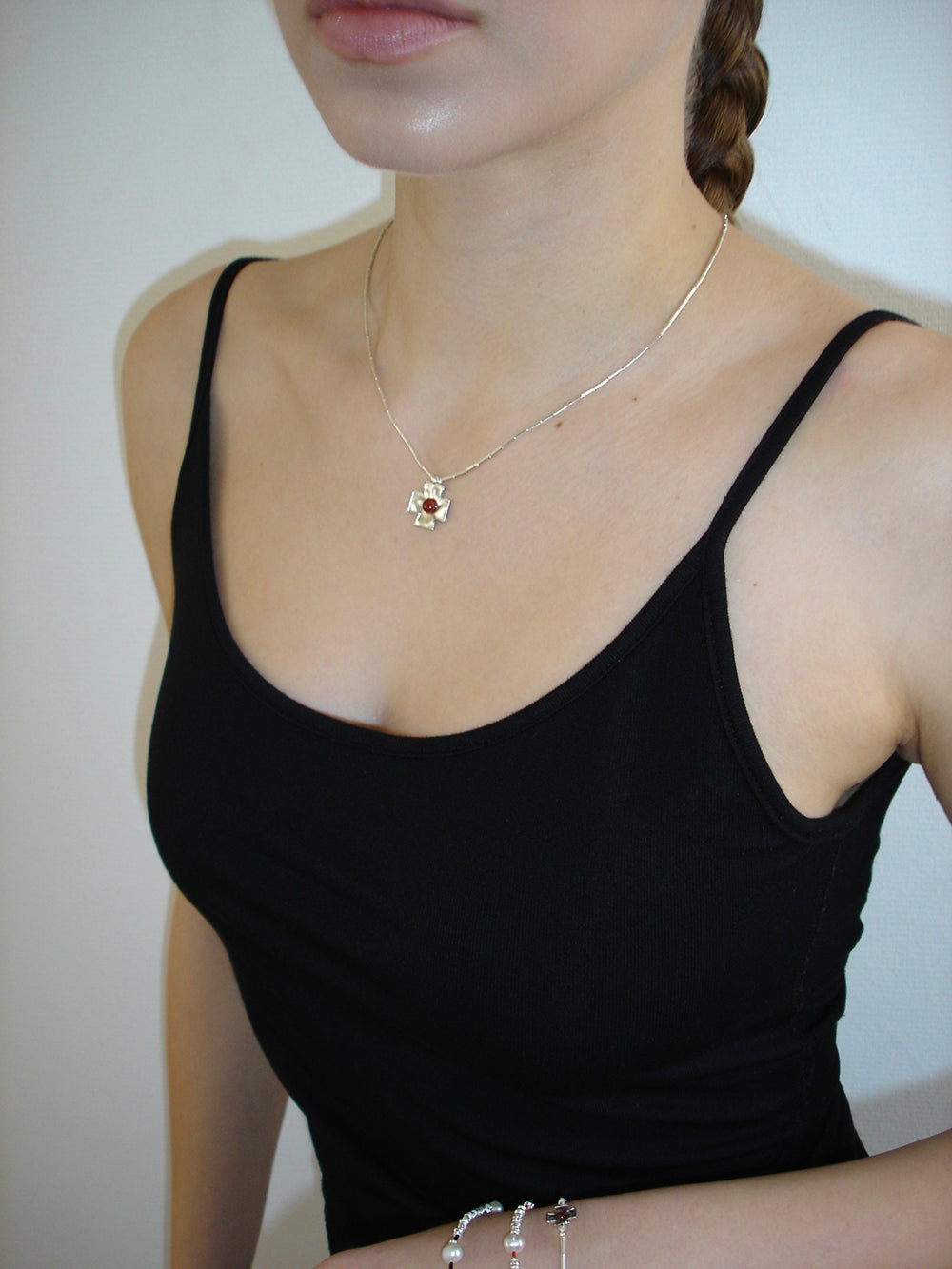 Red Cross Silver Necklace