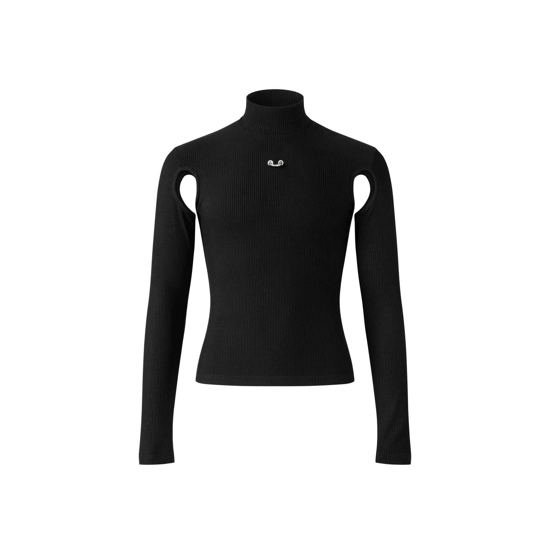 Cinched High Collar Top (Black)