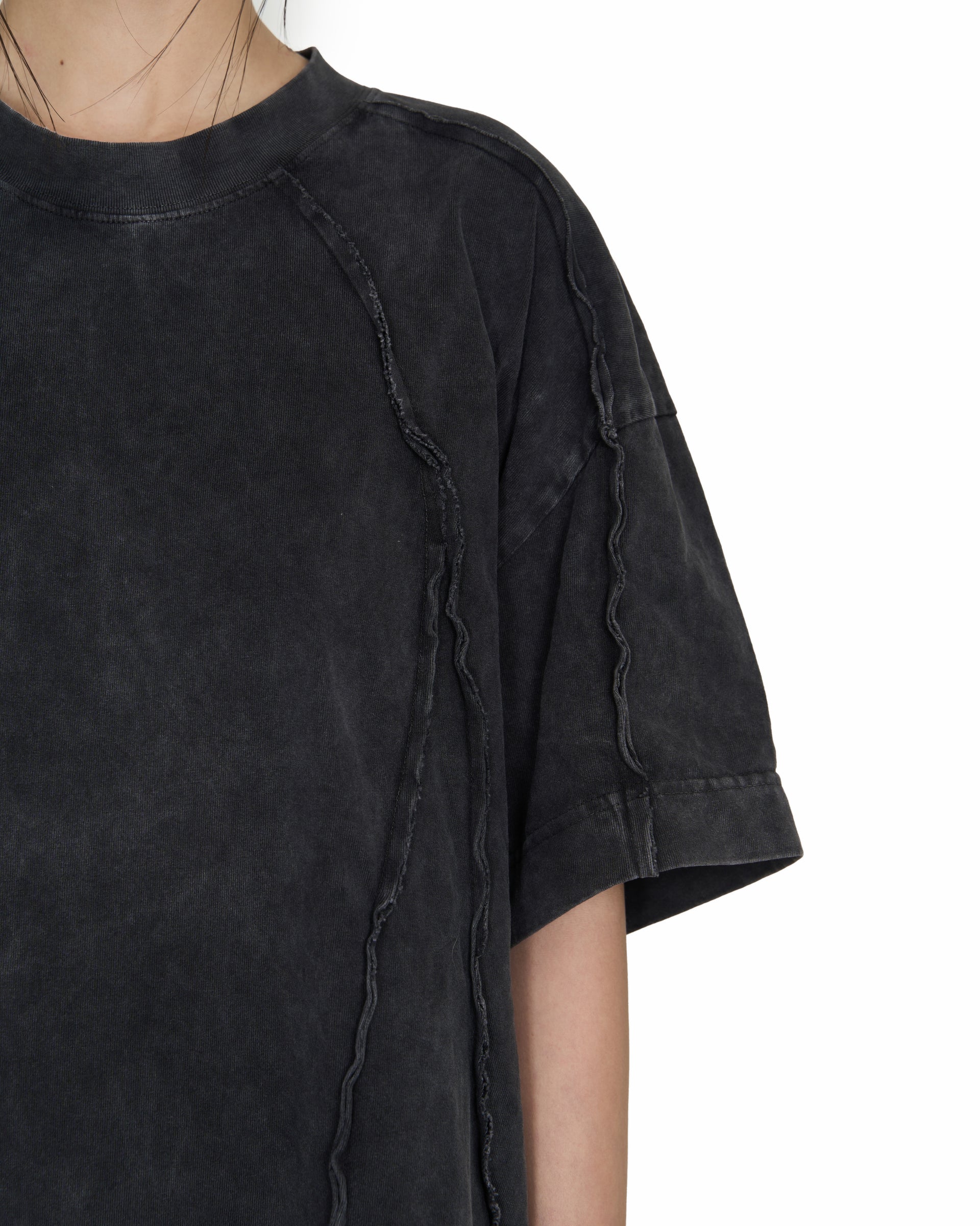 Washed Panelled T-Shirt - Black