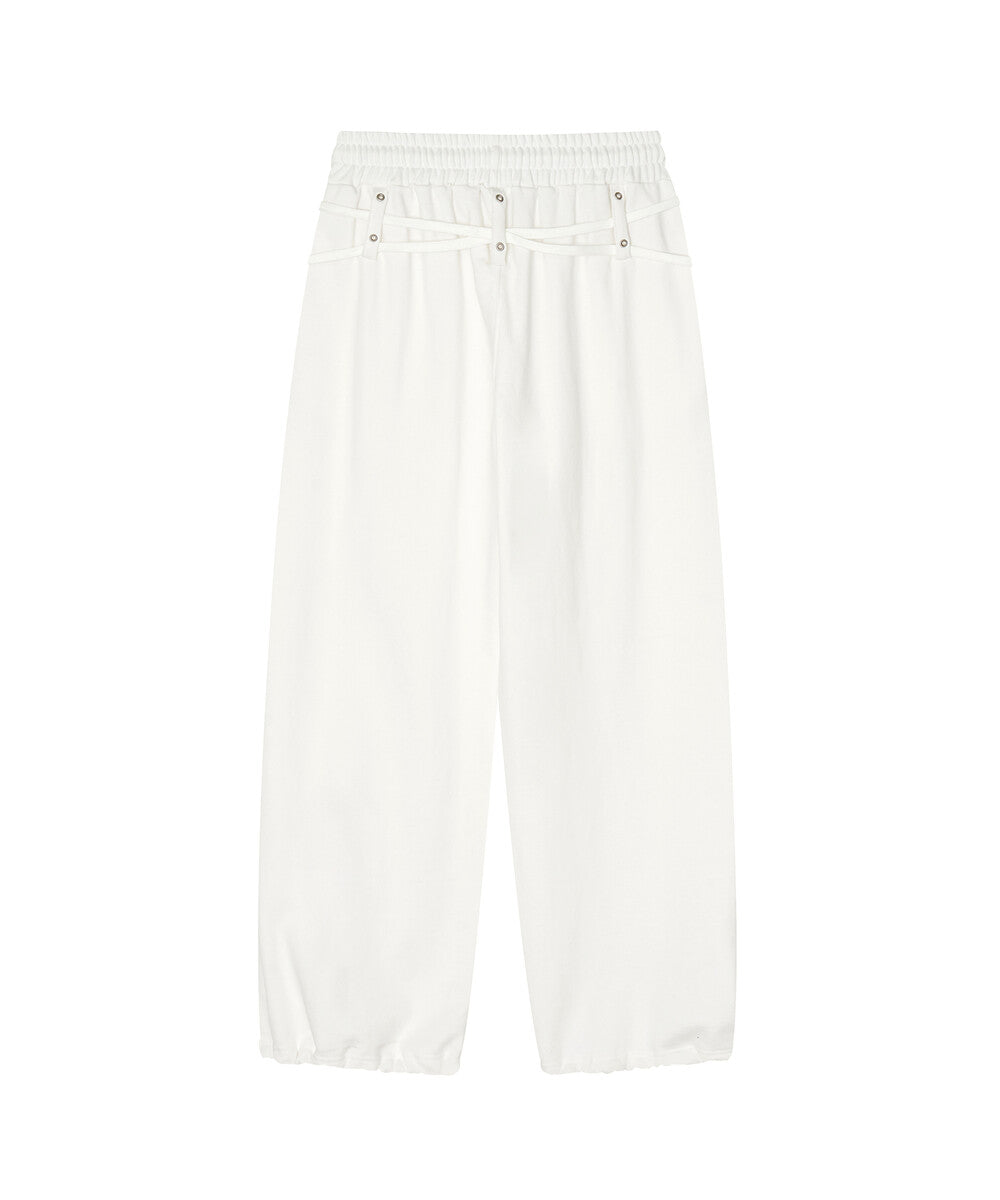 Zenu Belt Sweat Pants (White)