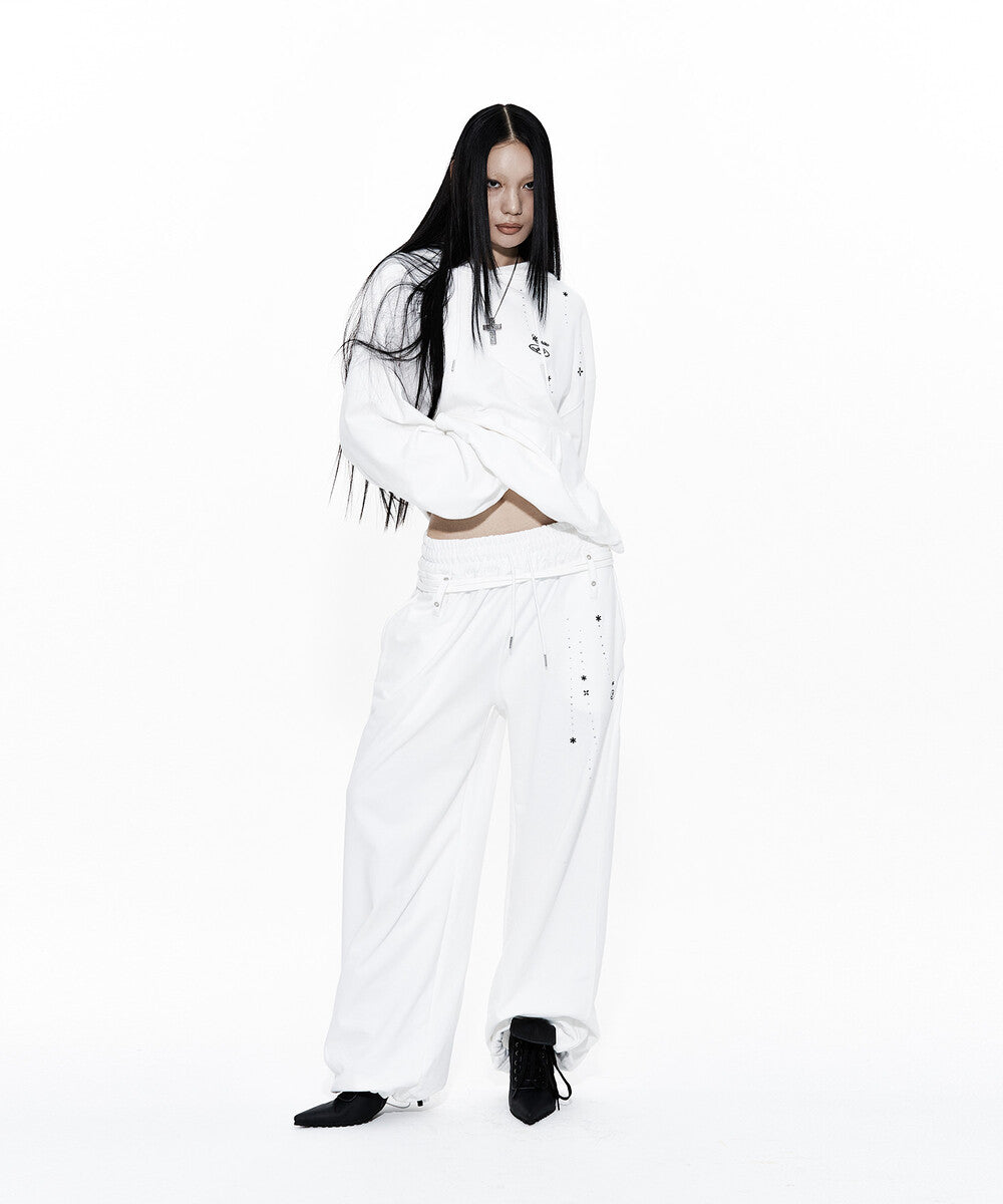 Zenu Belt Sweat Pants (White)