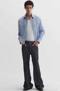 Striped Crop Shirt Blue