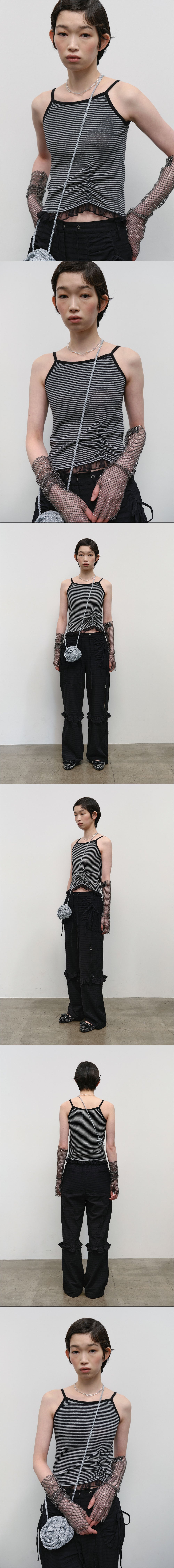 Stripe Shirred Sleeveless Top