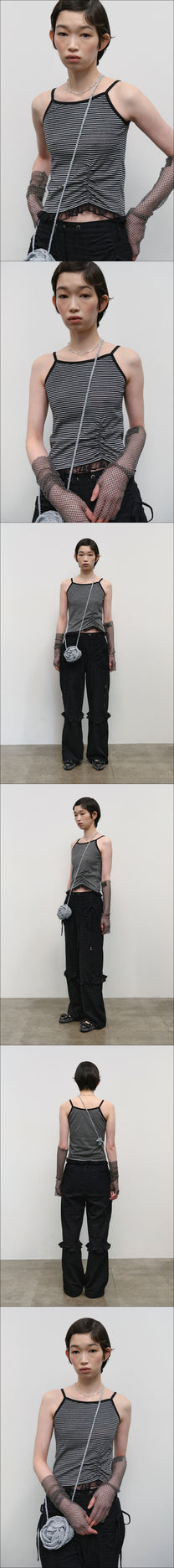 Stripe Shirred Sleeveless Top