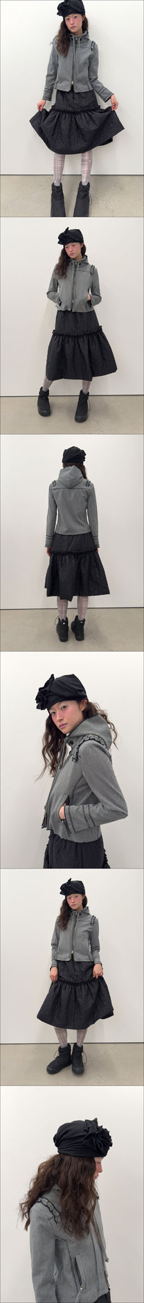 Ruffle Stitch Hoodie Jacket