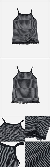 Stripe Shirred Sleeveless Top