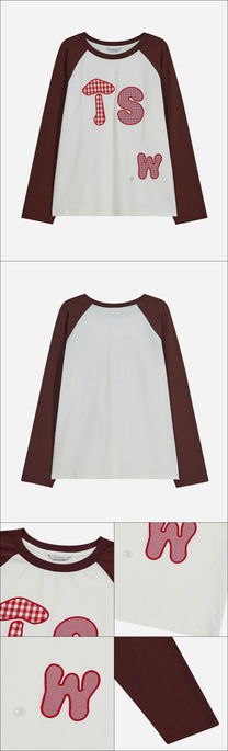 Buttoned Patch Raglan Top