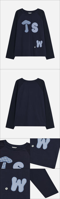 Buttoned Patch Raglan Top