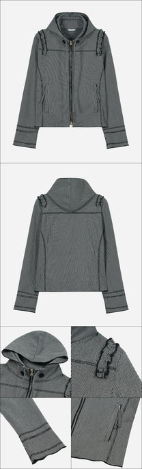 Ruffle Stitch Hoodie Jacket