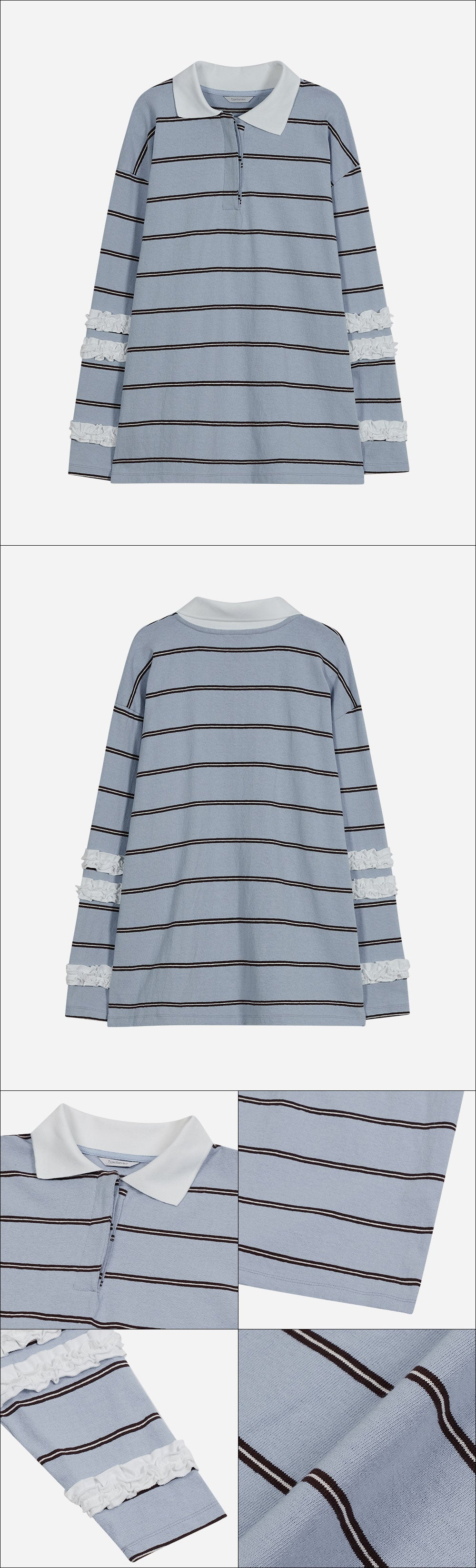 Stripe Frill Collar Top