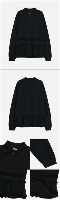 Frilled Hem Collar Top