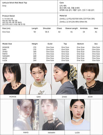 Lettuce Stitch Roll Neck Top [Gray]