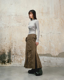 Curved Maxi Skirt (Olive)
