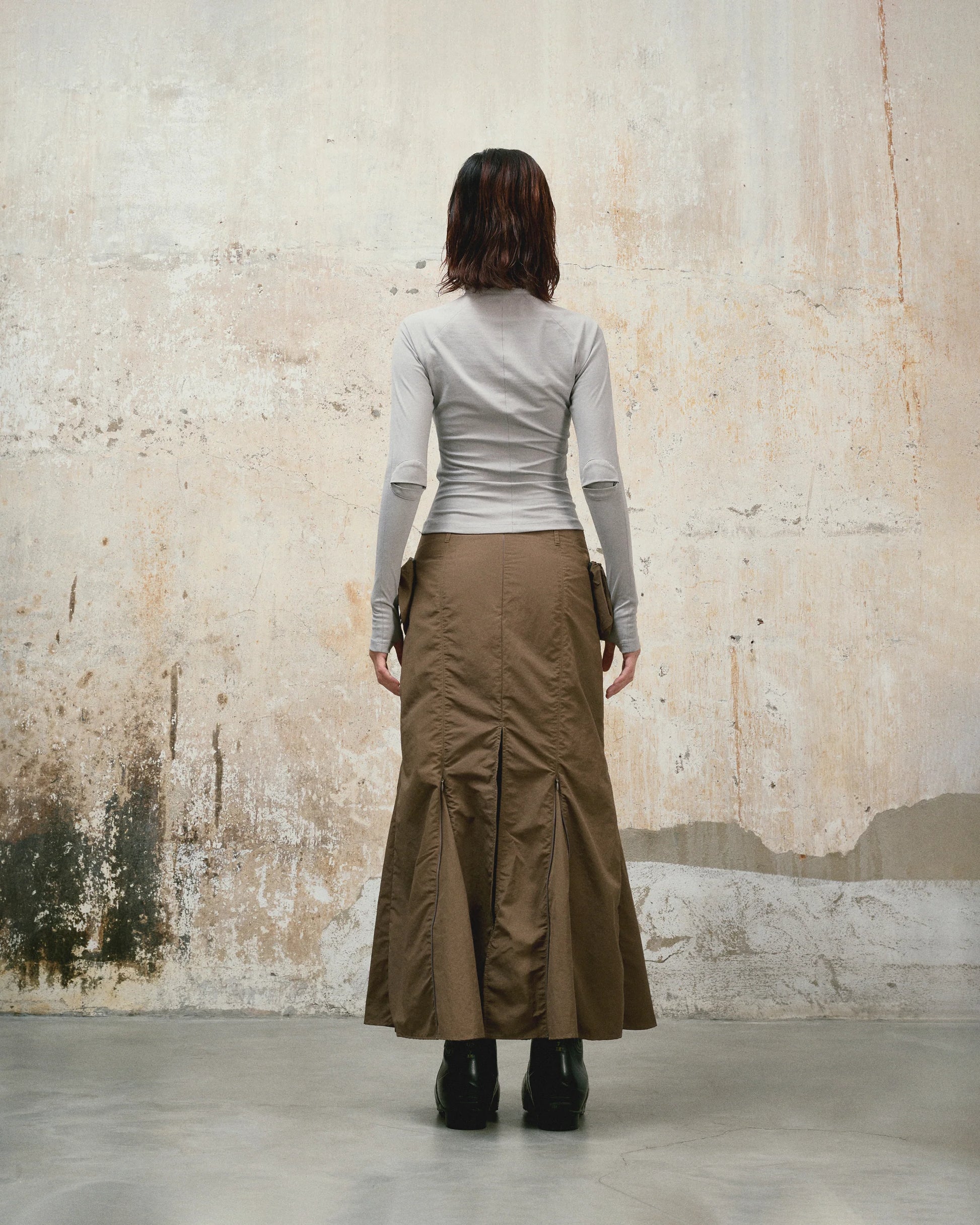 Curved Maxi Skirt (Olive)