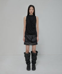 Draped Mesh Layered Mini Skirt
