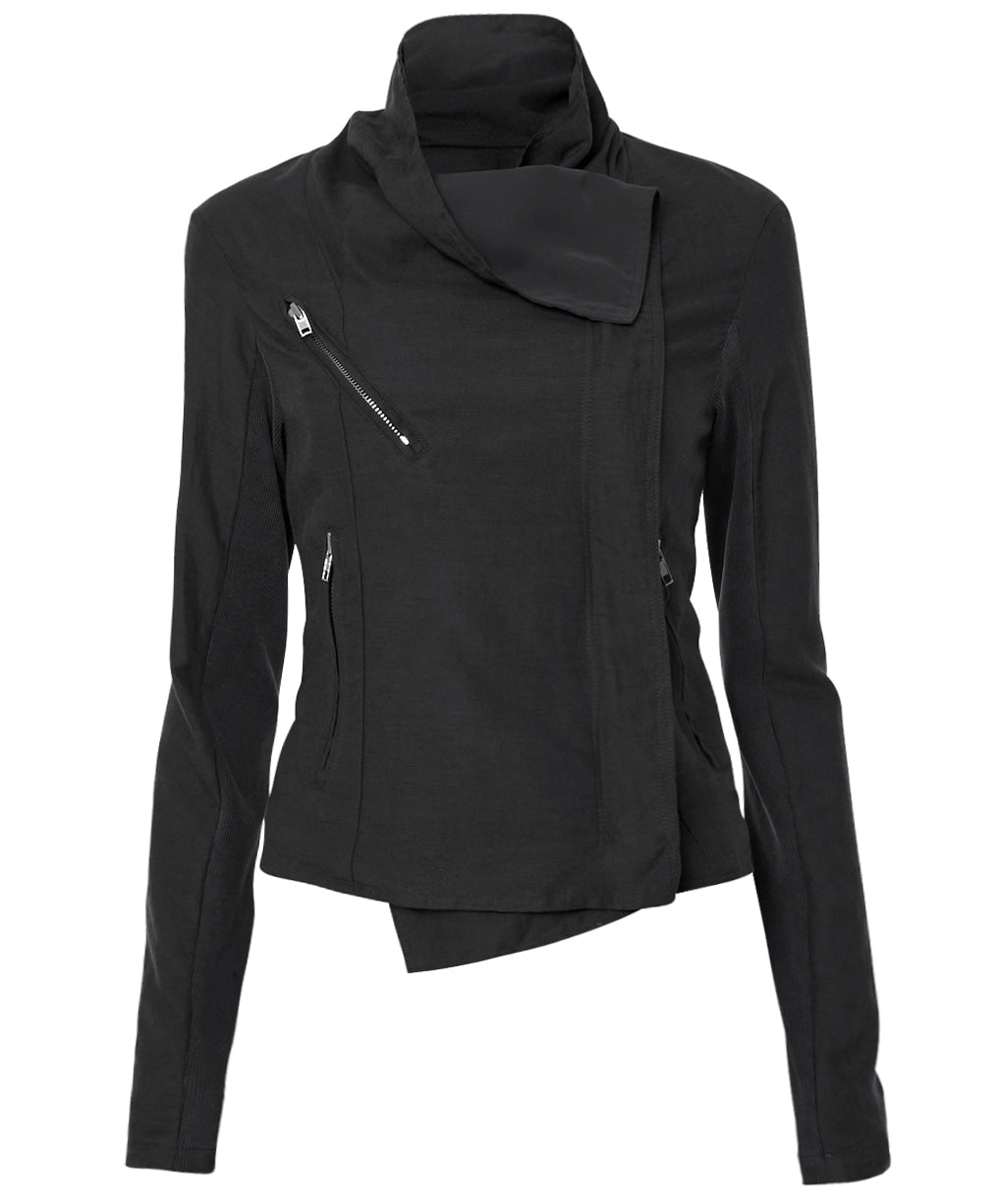 Asymmetrical Biker Jacket (Black)