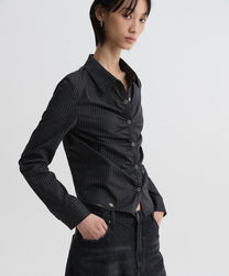 Striped Crop Shirt Black (female)