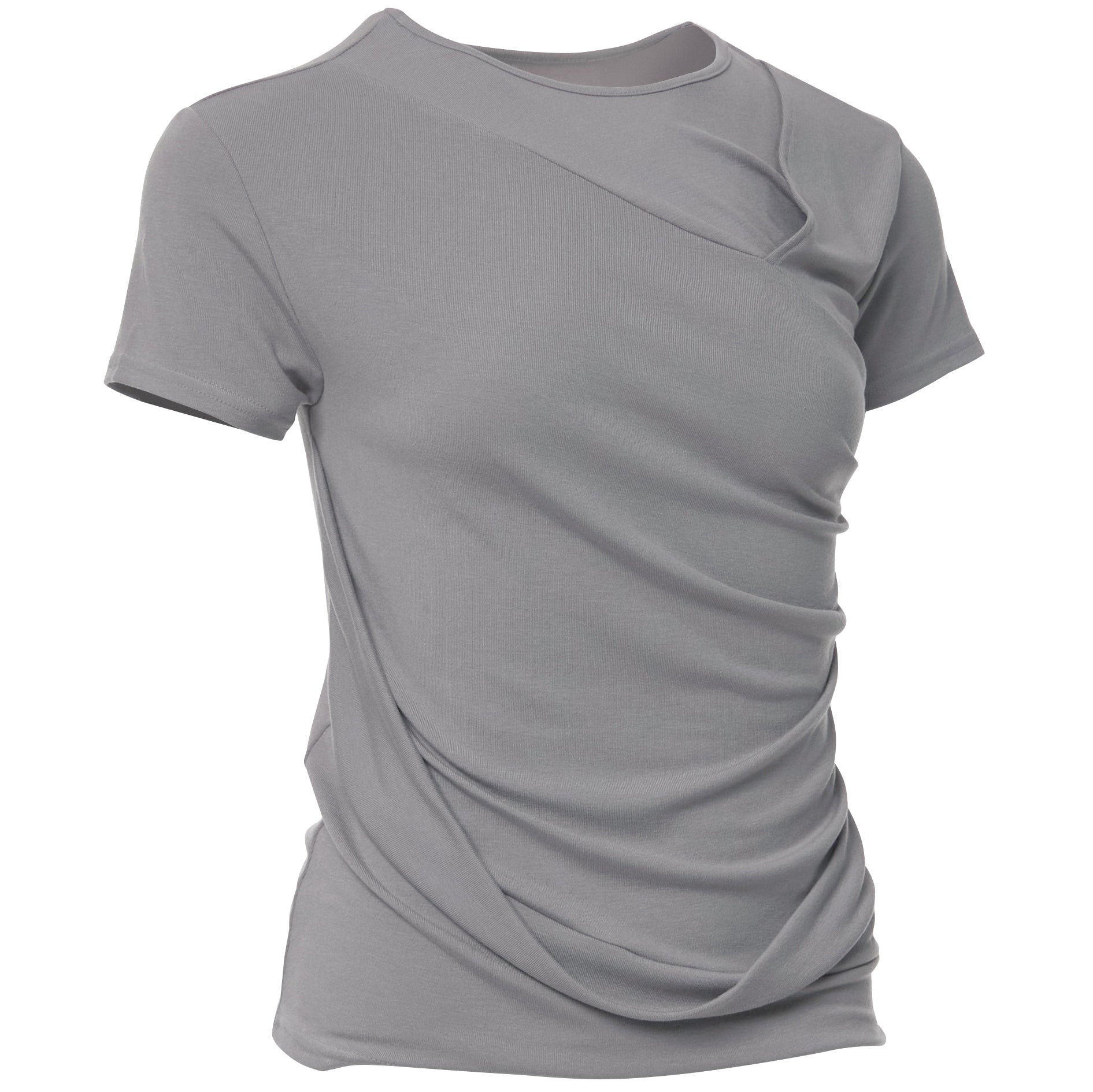 Asymmetrical Draped T-Shirt (Gray)