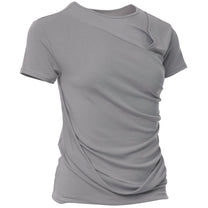 Asymmetrical Draped T-Shirt (Gray)