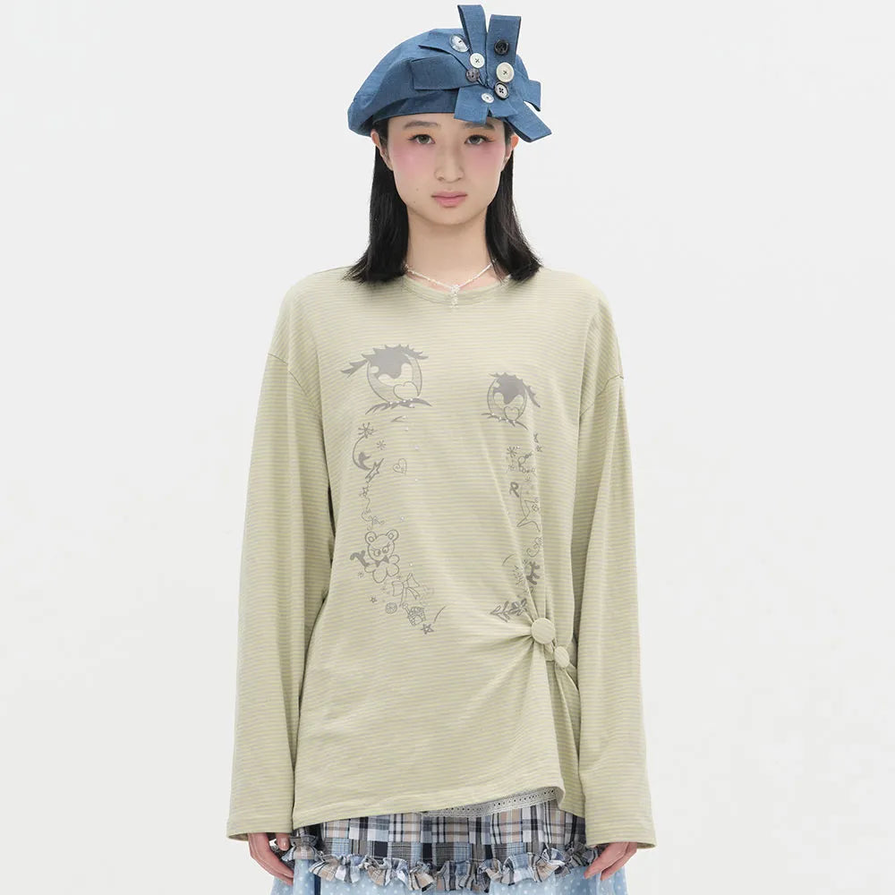 Cry Eyes Ruched Stripe Top [Green]