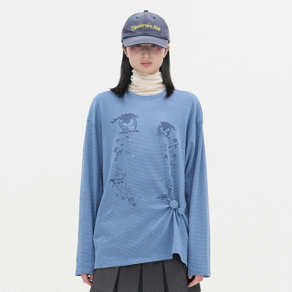 Cry Eyes Ruched Stripe Top [Blue]