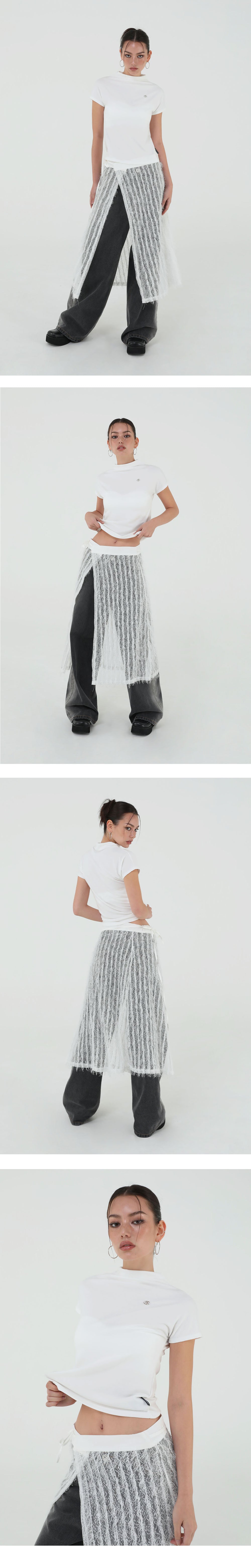 FEATHER WRAP SKIRT(WHITE)