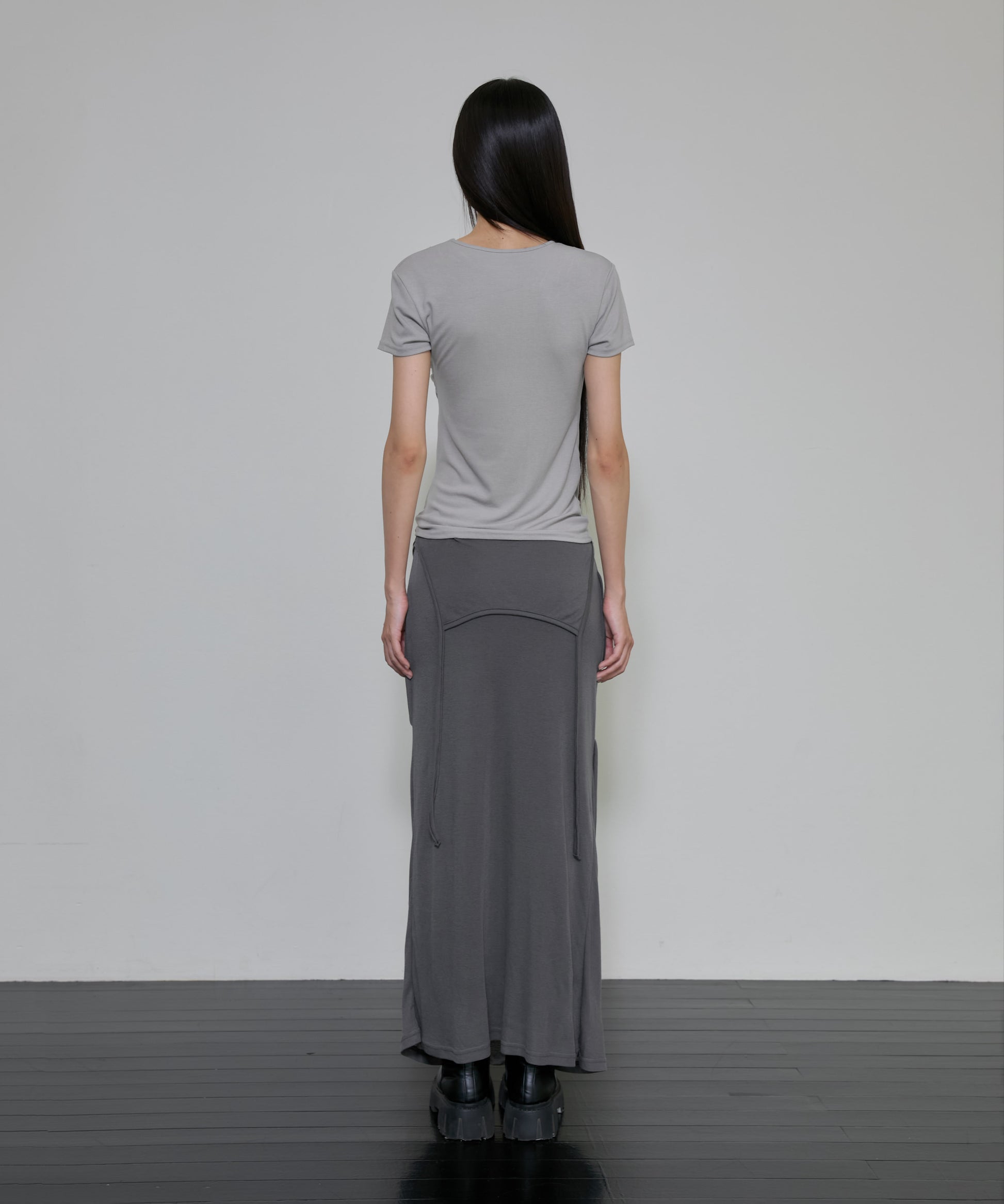 Asymmetrical Draped T-Shirt (Gray)