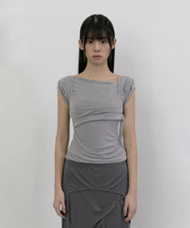 Layered Bustier T-Shirt (Gray)