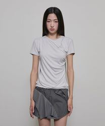 Asymmetrical Draped T-Shirt (Cloud White)