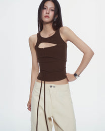 Conrad Sleeveless Top (Brown)