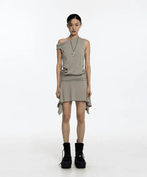 Asymmetric Stud Onepiece (Warm Gray)