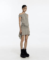 Asymmetric Stud Onepiece (Warm Gray)