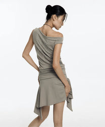 Asymmetric Stud Onepiece (Warm Gray)