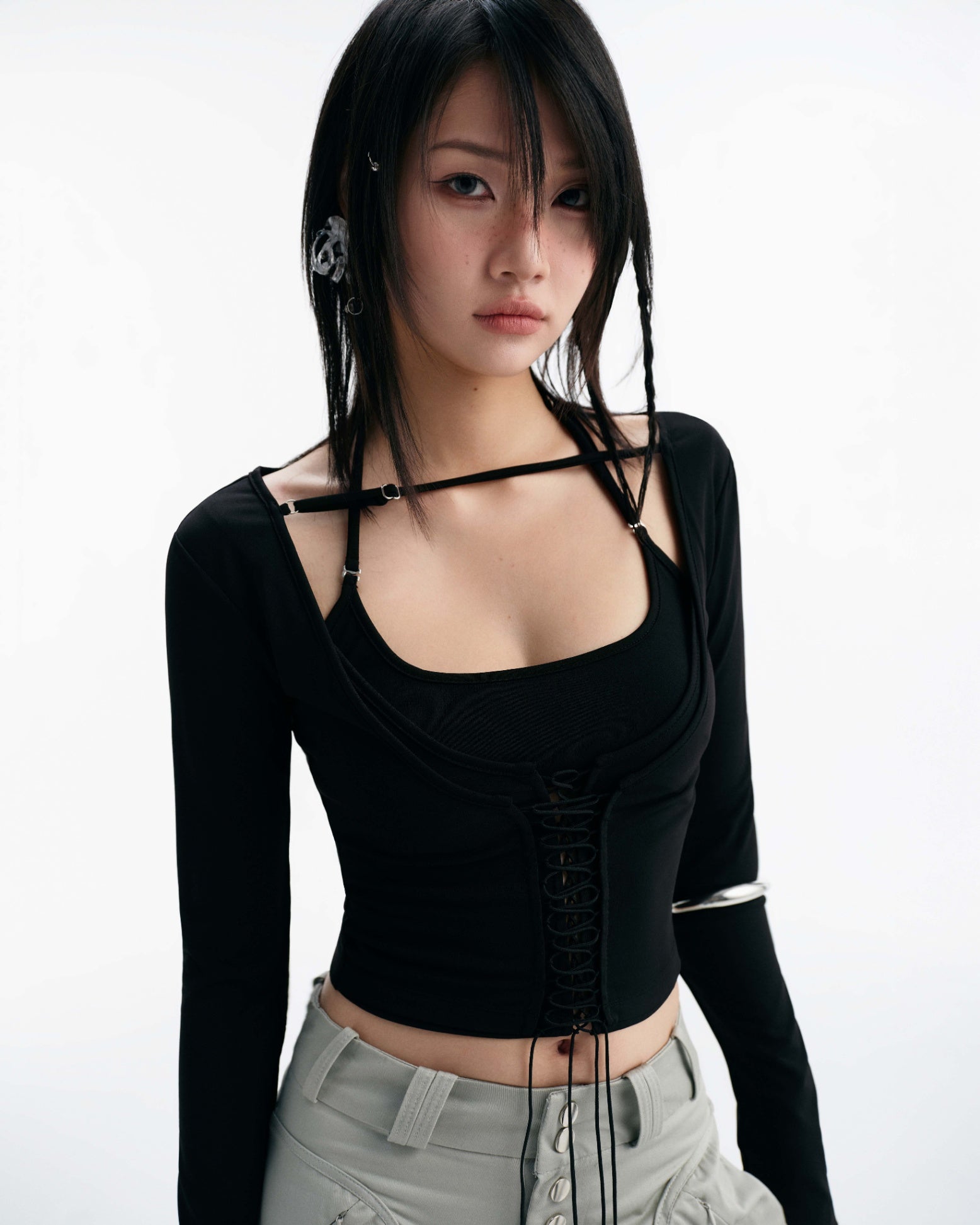Bisou Long Sleeve Top (Black)