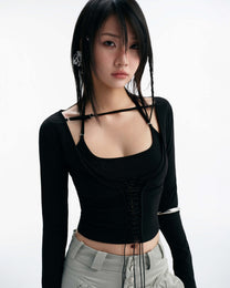 Bisou Long Sleeve Top (Black)