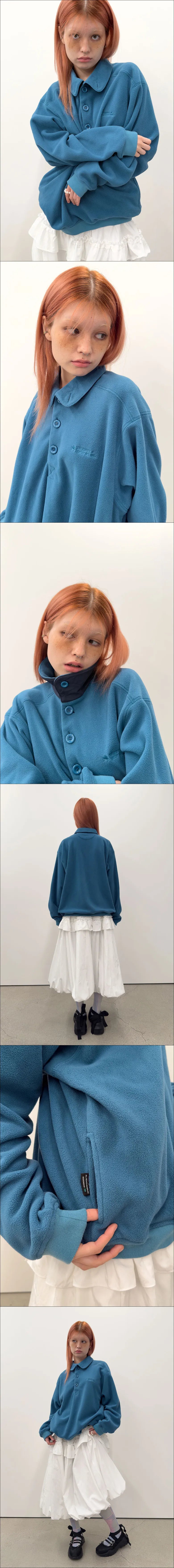 Buttoned Fleece Top [Blue]