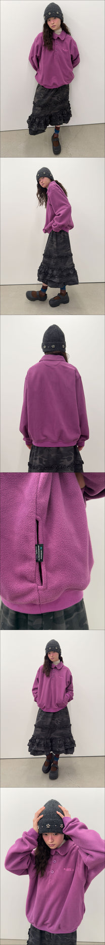 Buttoned Fleece Top [Pink]