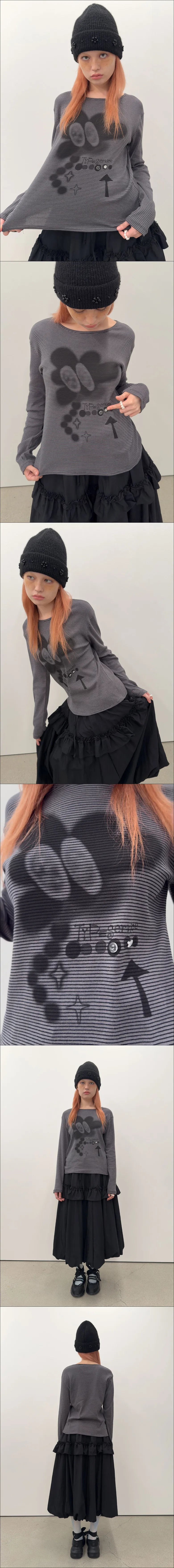 Buttoned Airbrush Top [Charcoal]