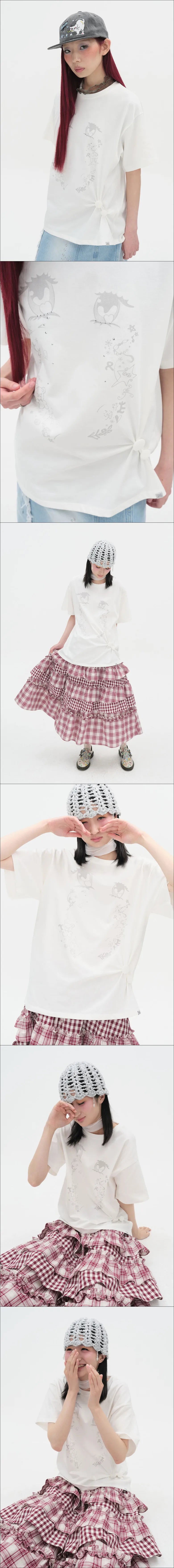 Cry Eyes Half Sleeve Top [White]